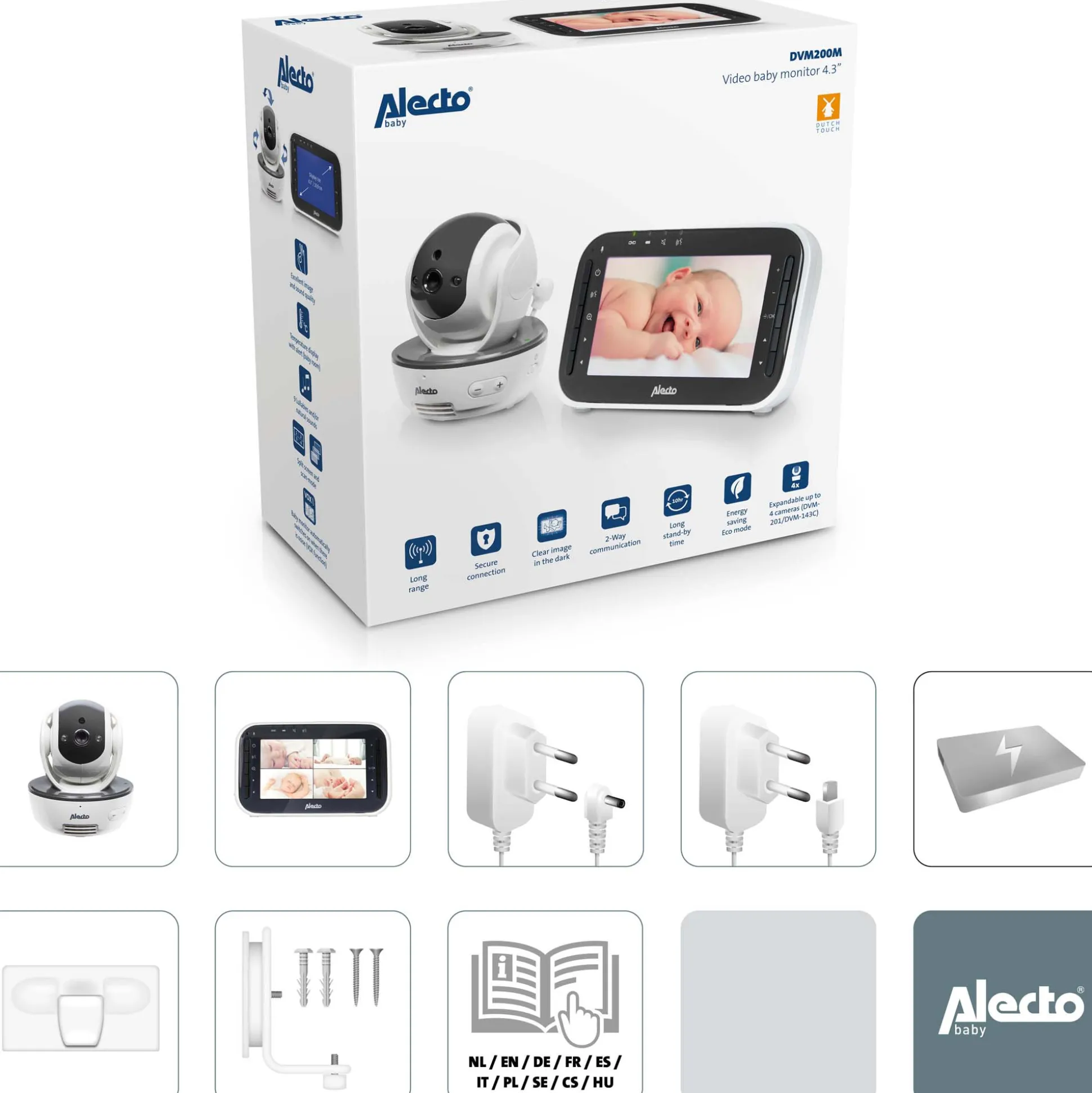 Alecto DVM200M babyfoon met camera en 4.3 inch kleurenscherm