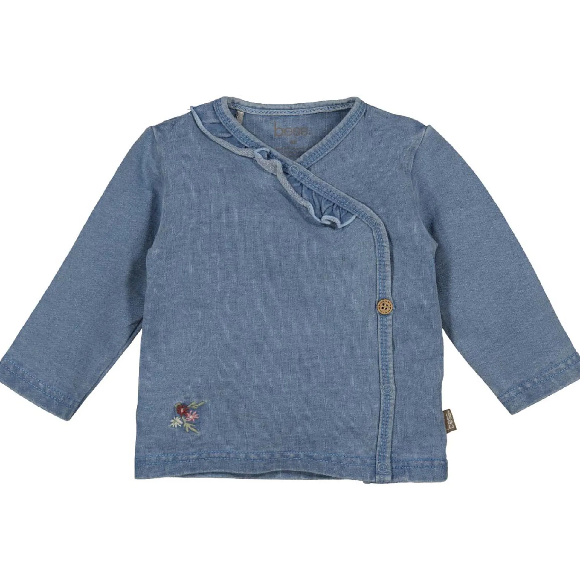 Bess baby blouse overslag lange mouwen effen denim
