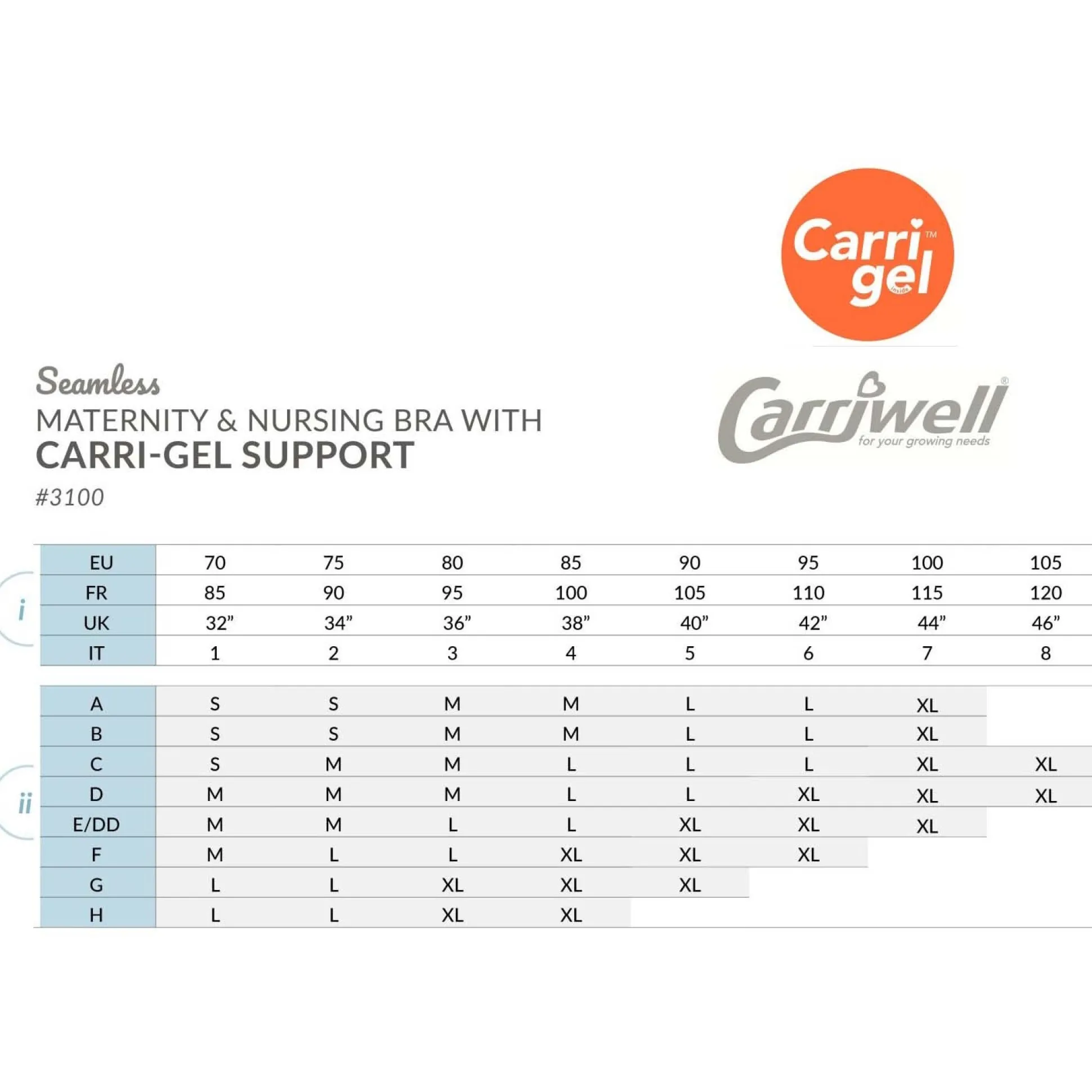 Carriwell meegroei- en voedingsbh gelbeugel effen wit