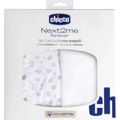 Chicco Next2Me Forever katoen hoeslakens 2-pack wit