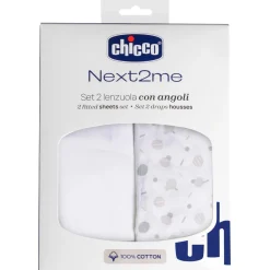 Chicco Next2Me katoen hoeslakens 2-pack wit