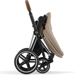 Cybex Priam4 compleet Chrome met bruine handvatten Cozy Beige