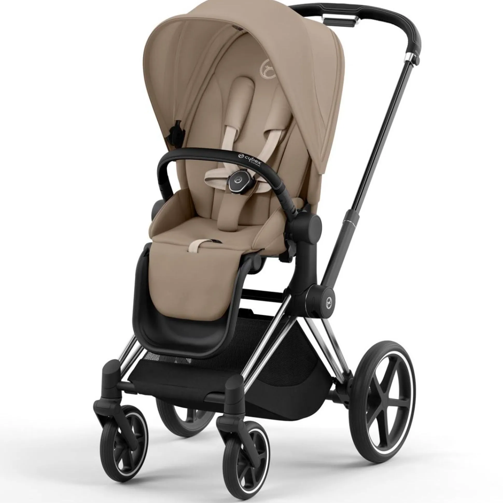 Cybex Priam4 compleet Chrome met zwarte handvatten Cozy Beige