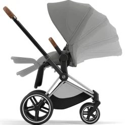 Cybex Priam4 compleet Chrome met bruine handvatten Mirage Grey