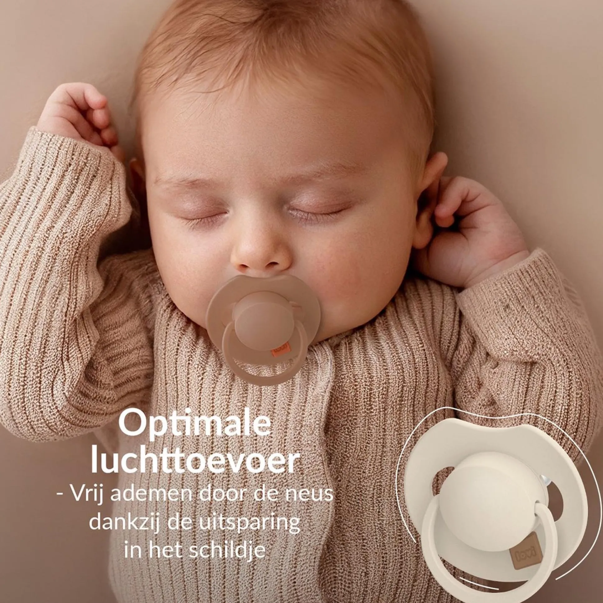 Difrax fopspeen LOVI 0-6 maanden Beigebrown