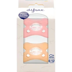 Difrax Fopspeen natural siliconen 6-12M Dark Coral Pink
