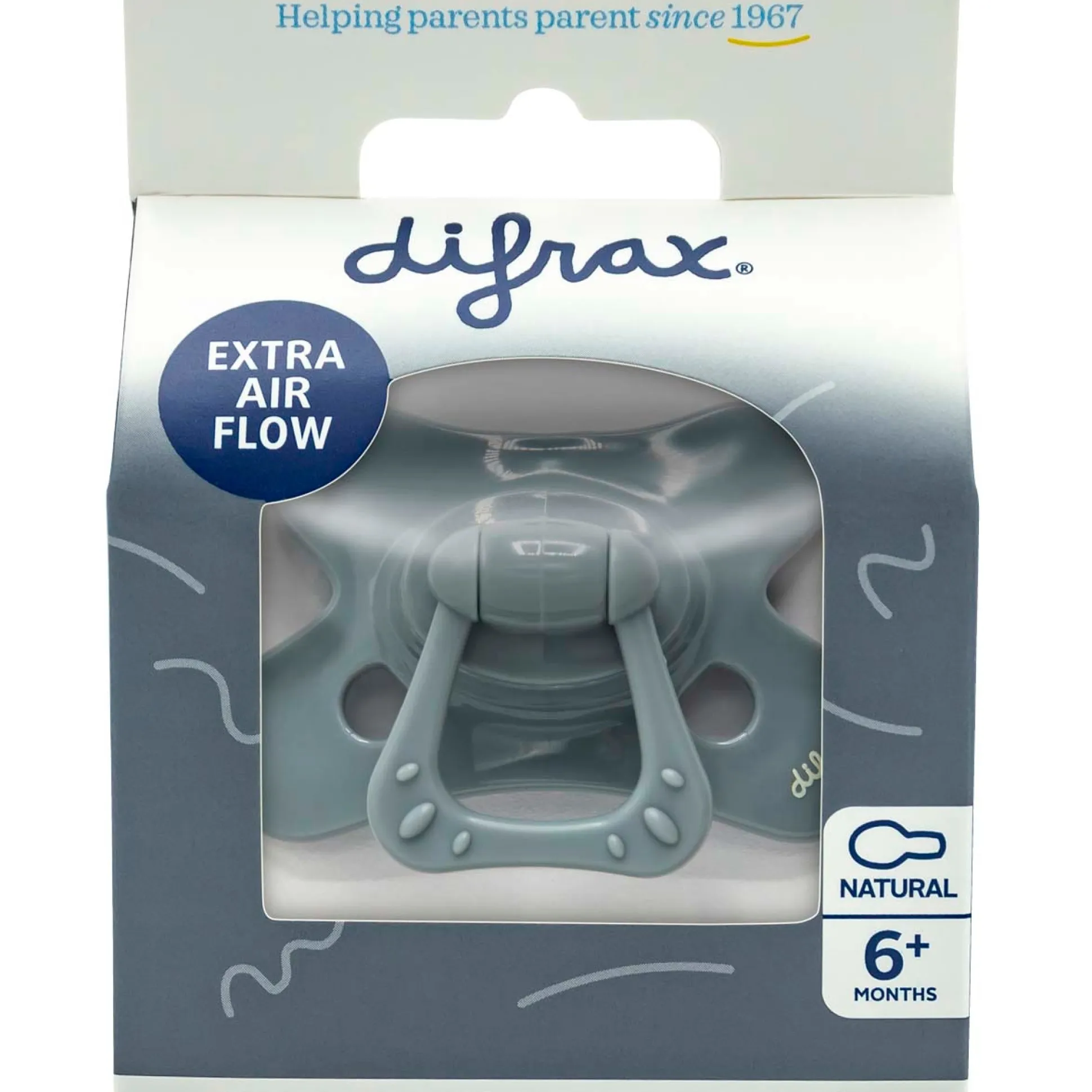 Difrax fopspeen Pure 6+ mnd Stonegrey