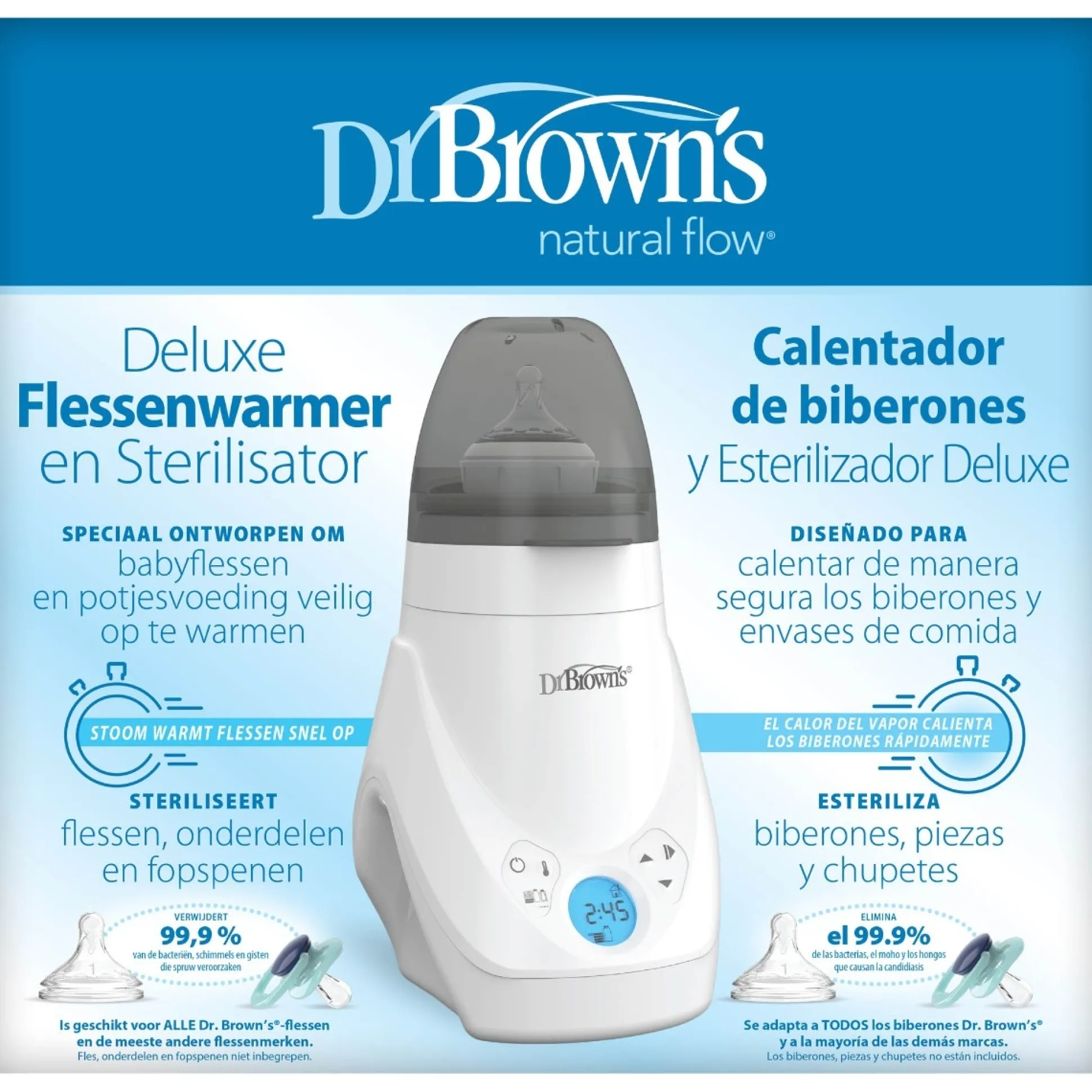 Dr. Brown's Deluxe Fleswarmer en sterilisator