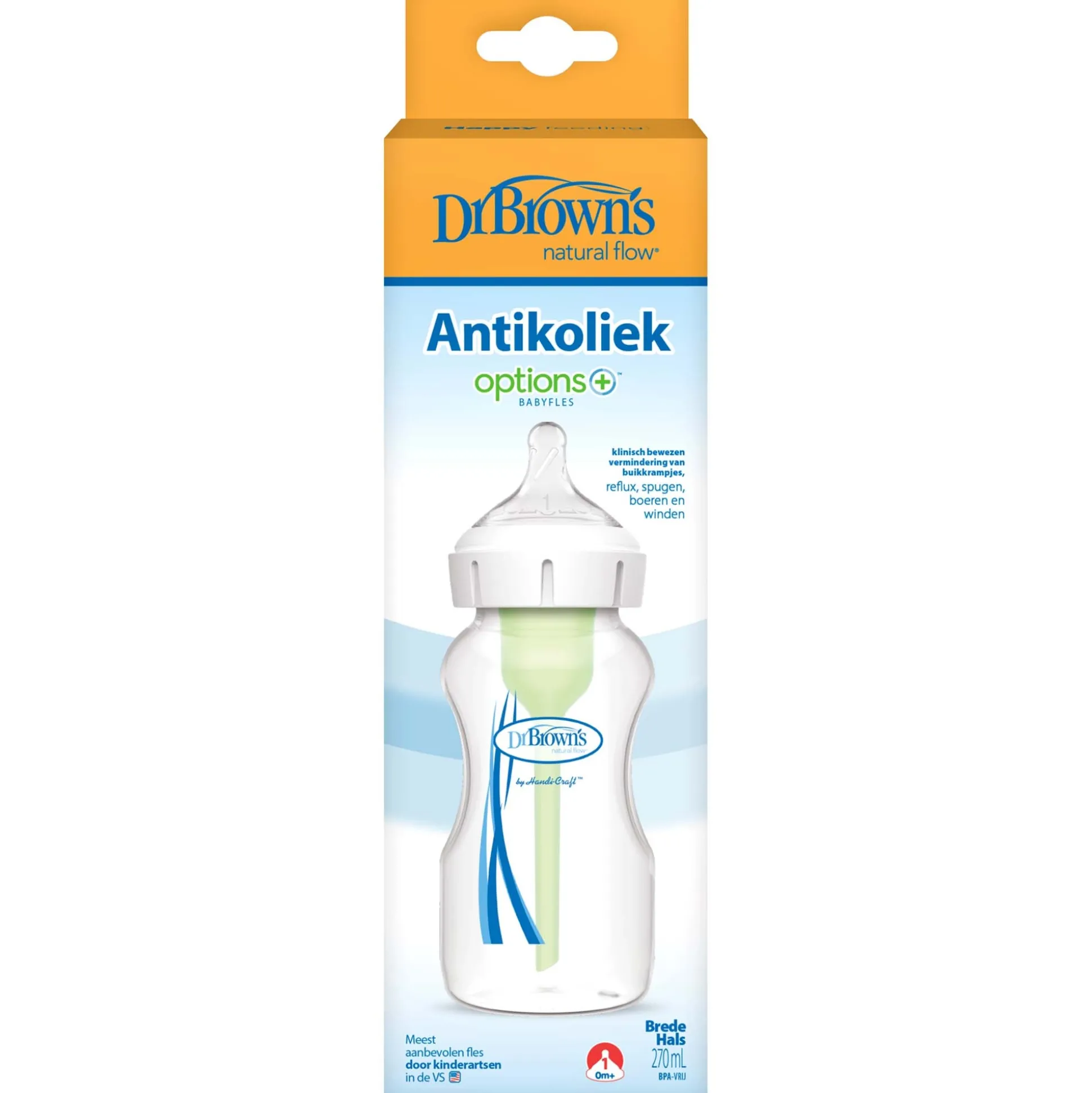 Dr. Brown's Options+ Brede halsfles 270ml transparant