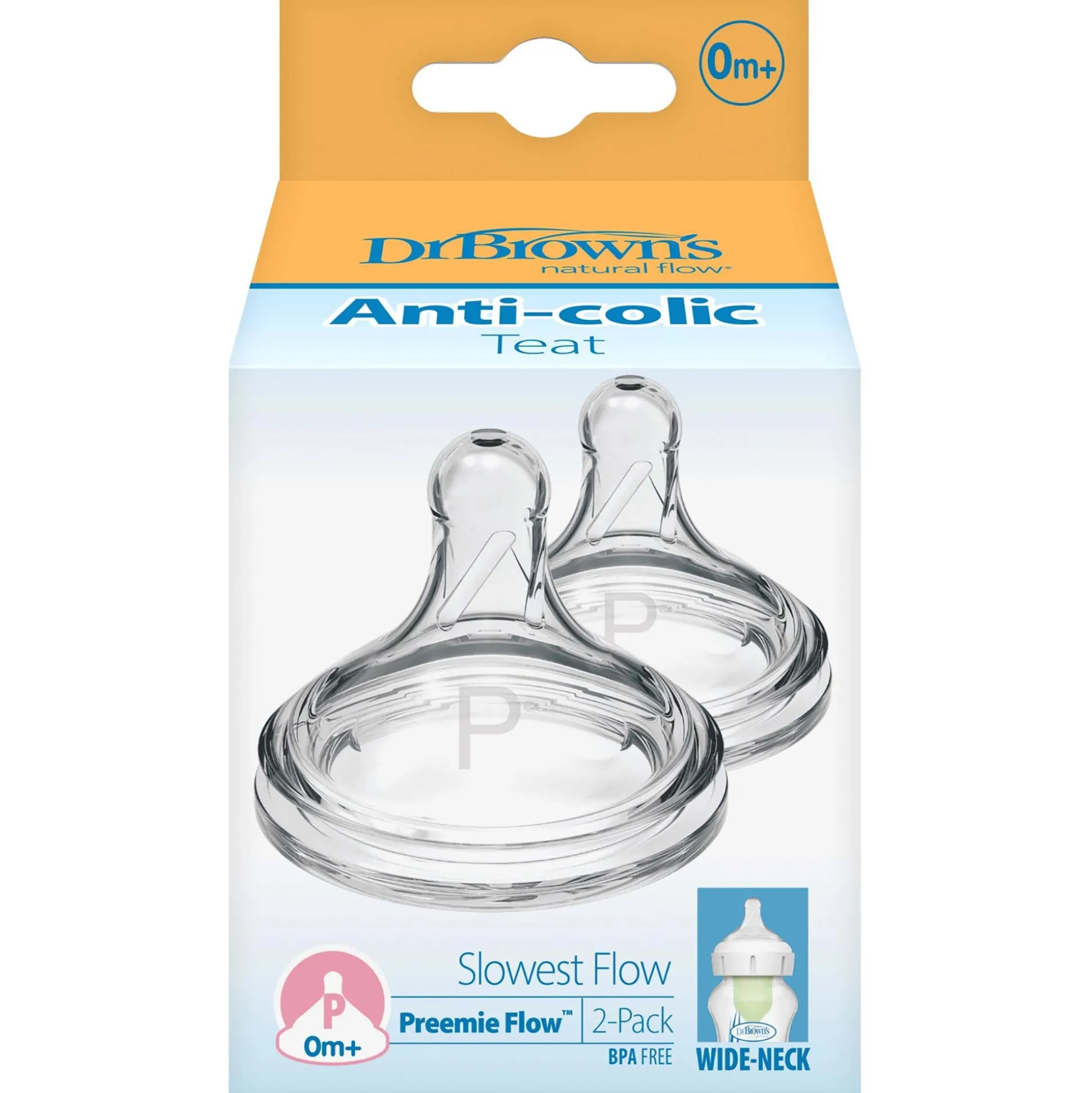 Dr. Brown's Options+ prematuurspeen Brede Halsfles transparant