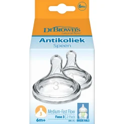 Dr. Brown's Options+ speen fase 3 Brede Halsfles transparant