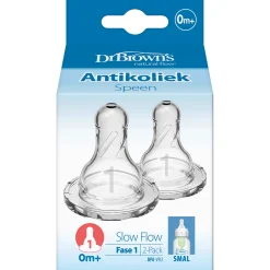 Dr. Brown's speen standaardfles fase 1 - 2 stuks transparant