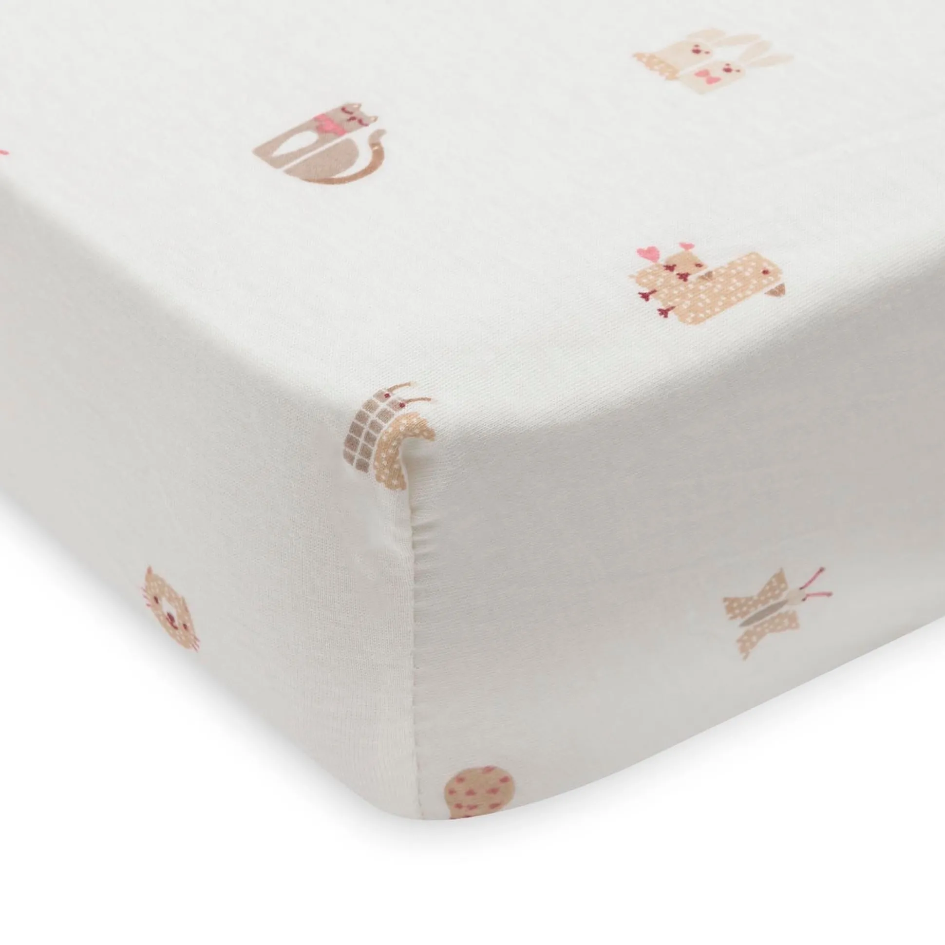Jollein junior hoeslaken animal friends wit