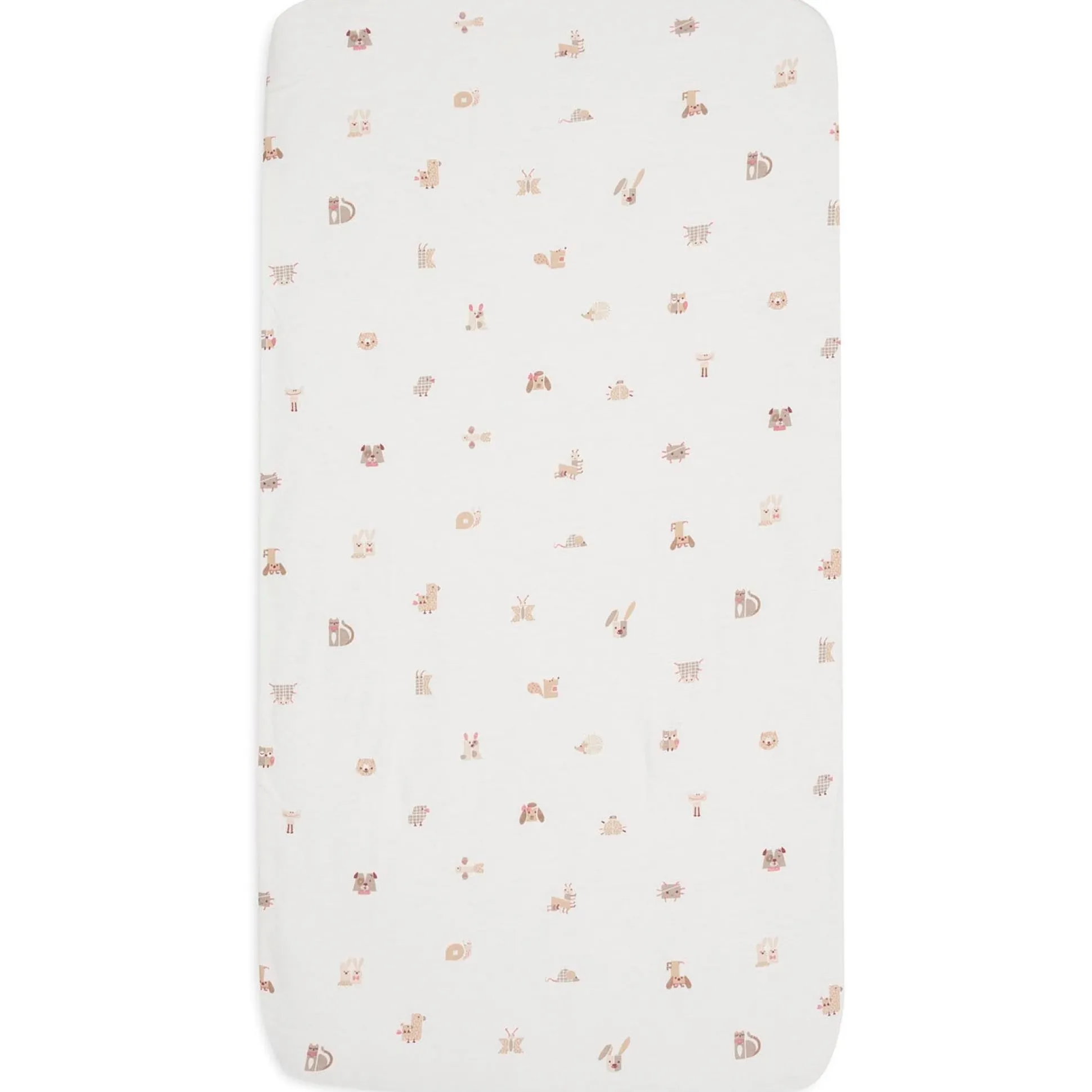 Jollein junior hoeslaken animal friends wit