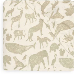 Jollein ledikanthoeslaken animals wit