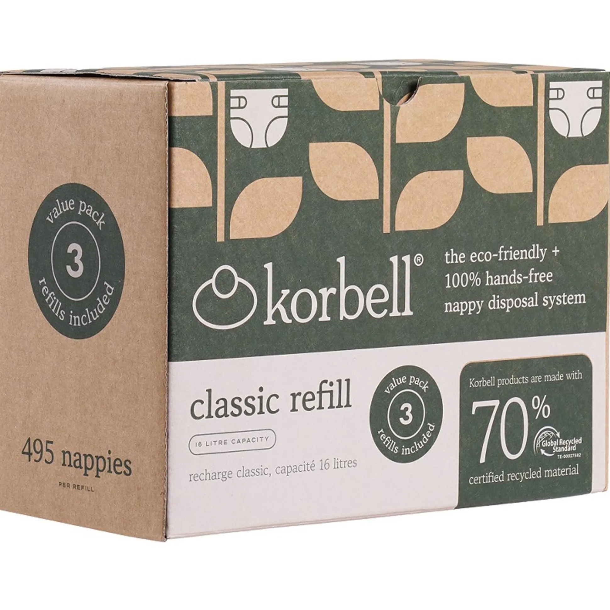 Korbell navullingen Classic 3-pack wit