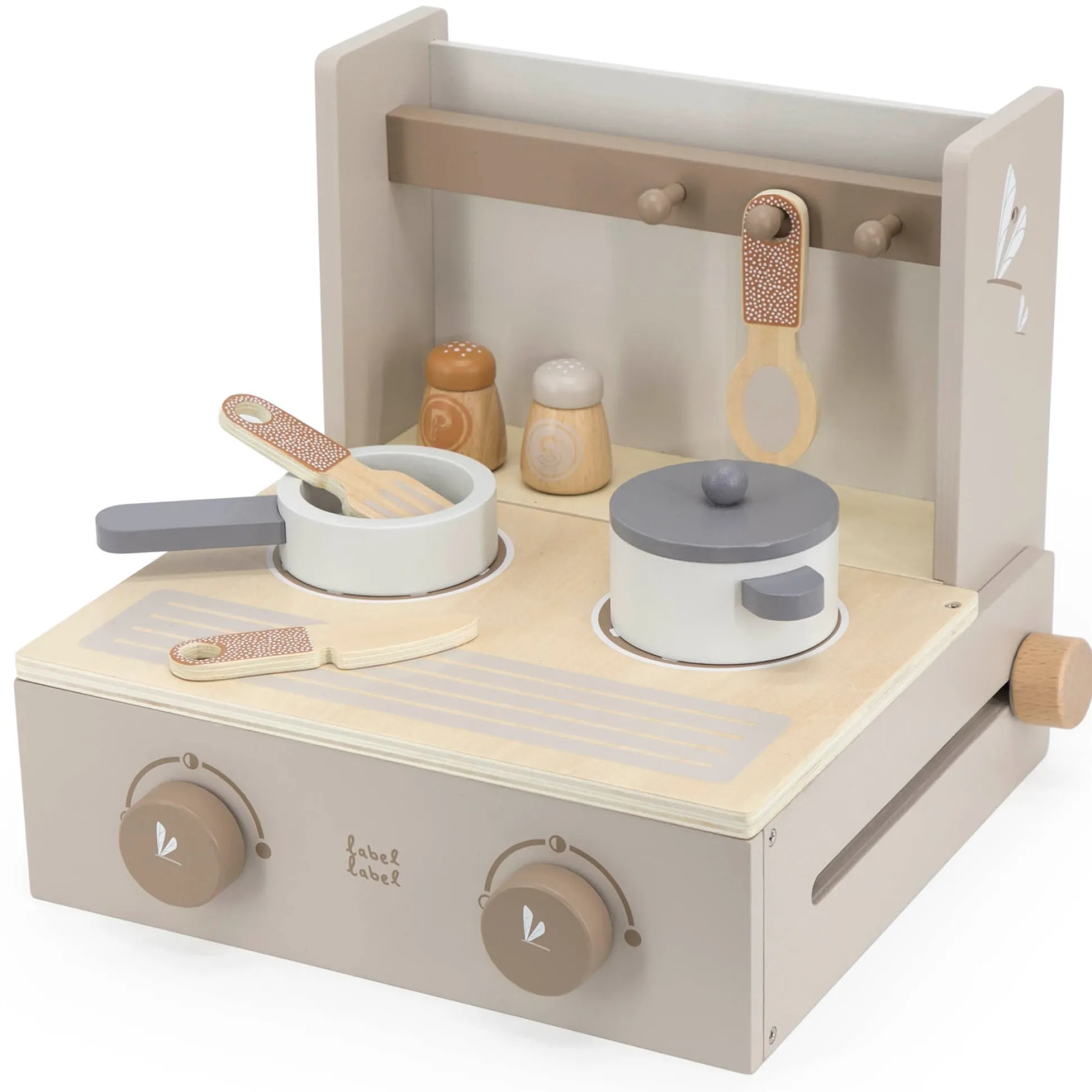 Label Label houten cooker / keuken set Beigebrown