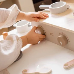 Label Label houten cooker / keuken set Beigebrown