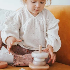 Label Label houten stapelring Beigebrown