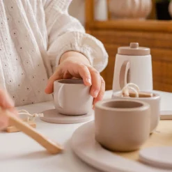 Label Label houten thee set Beigebrown