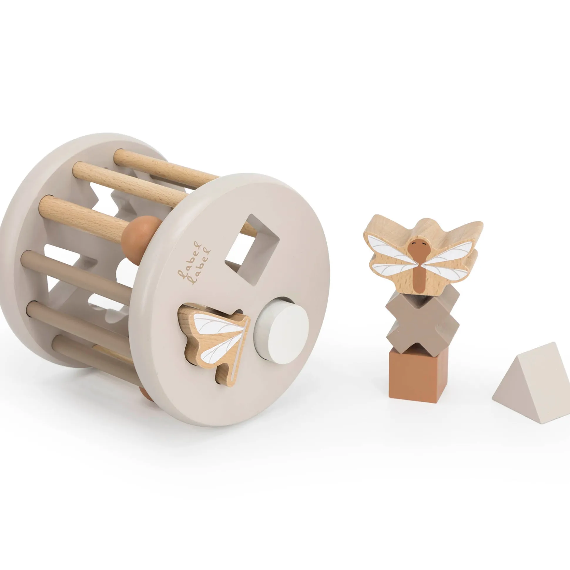 Label Label houten vormenstoof Beigebrown