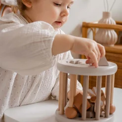 Label Label houten vormenstoof Beigebrown