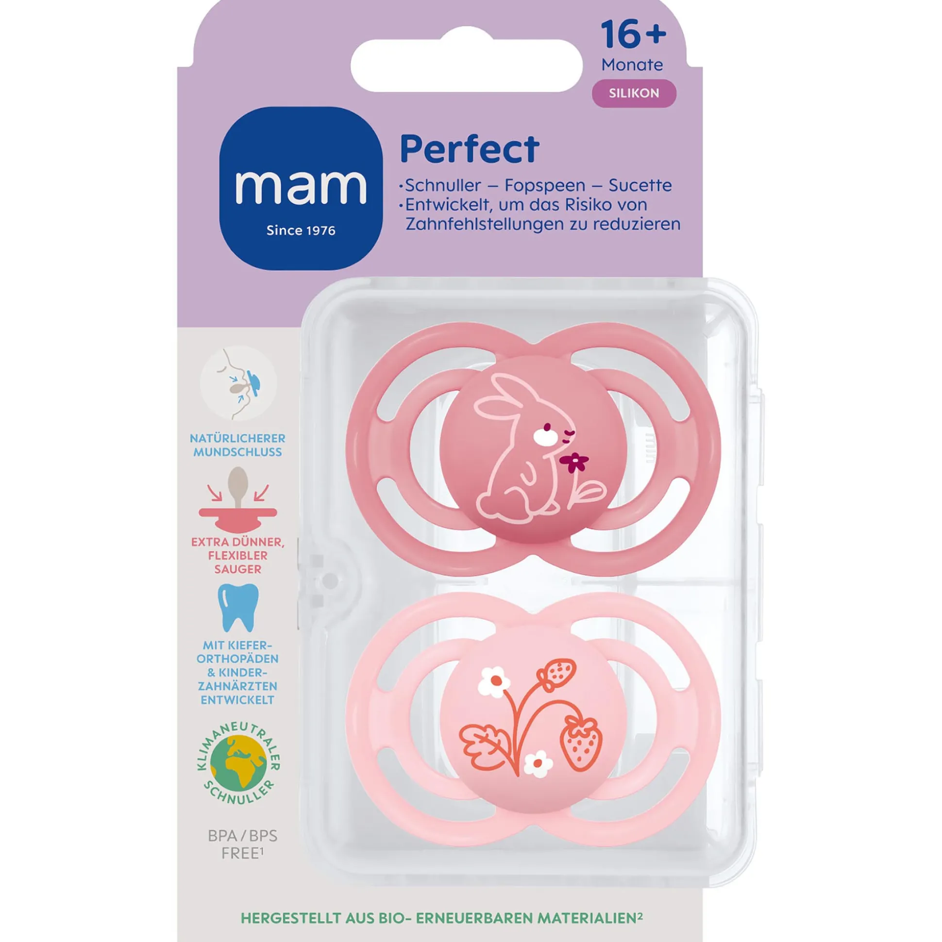 MAM fopspeen Perfect Silikon 16+ maanden Pink
