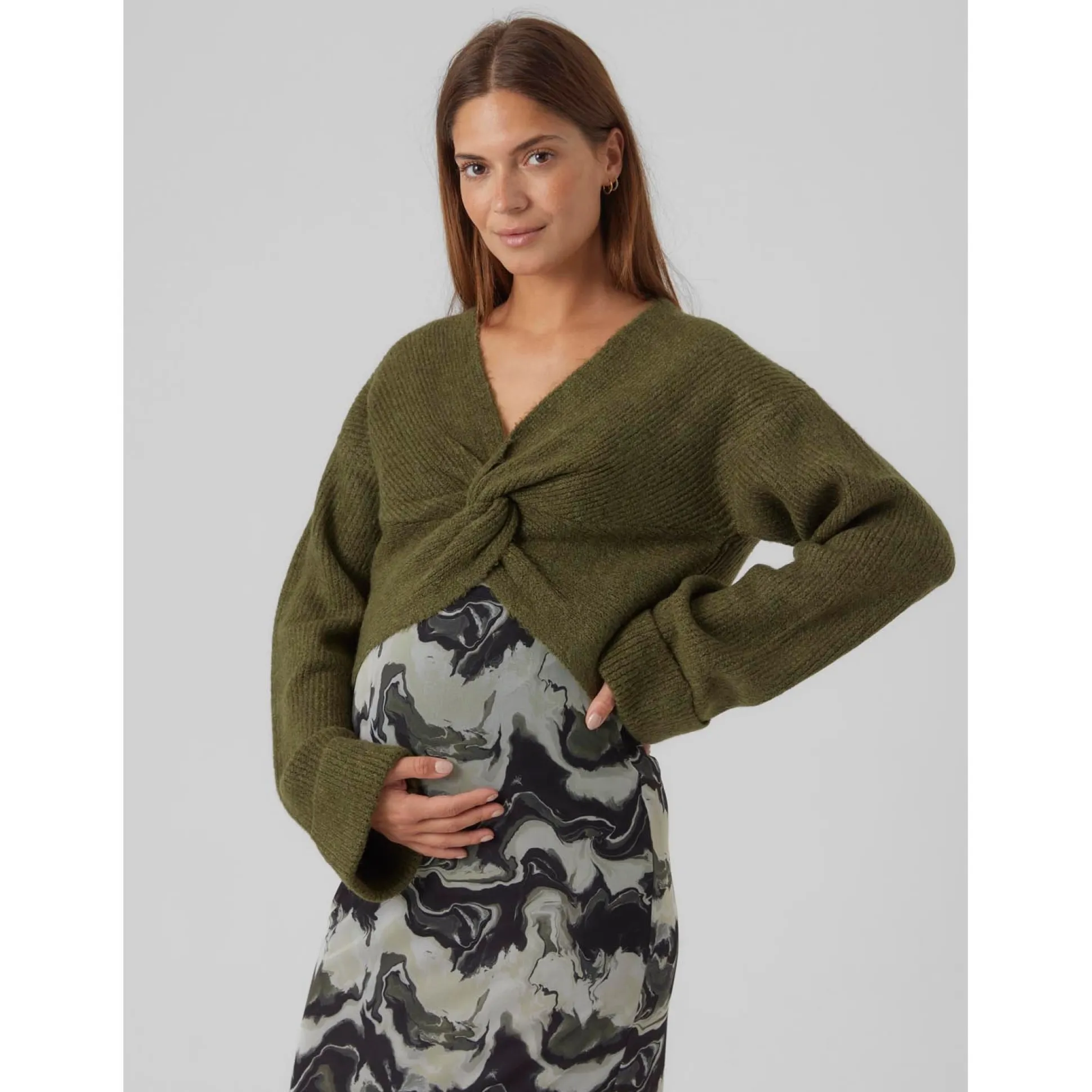 Mamalicious zwangerschapstrui lange mouwen effen groen