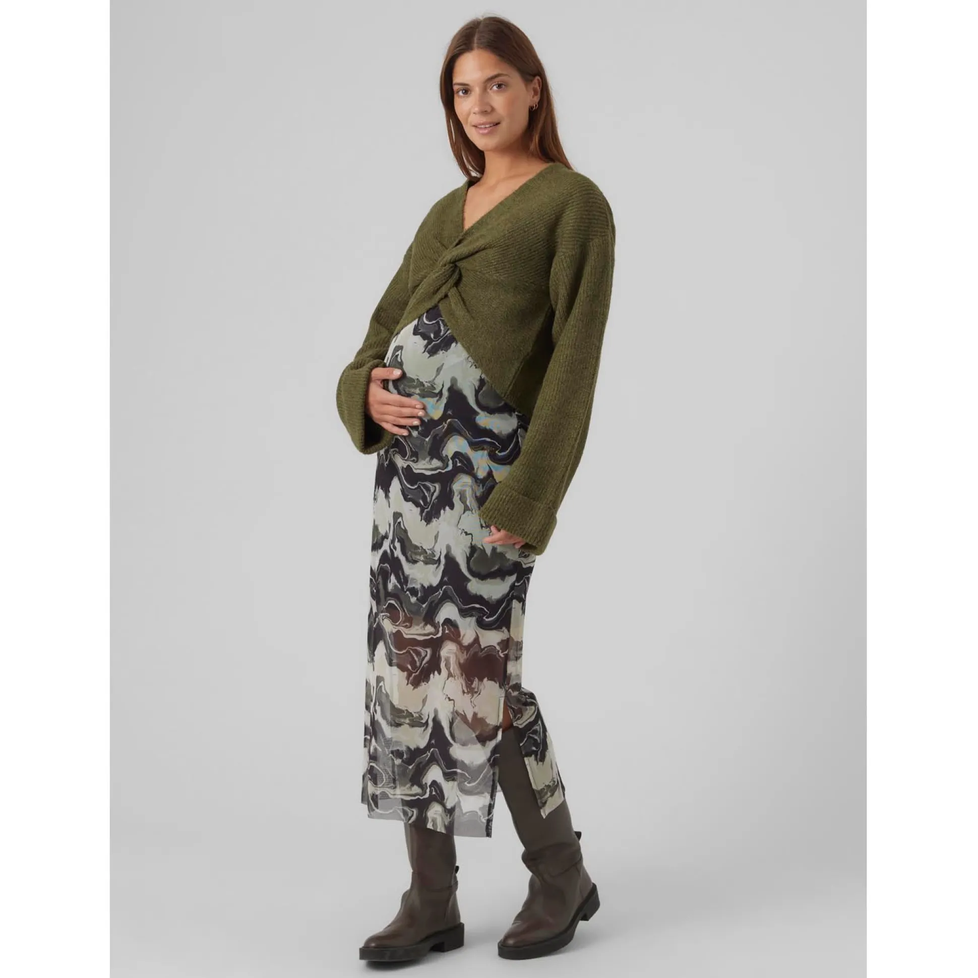 Mamalicious zwangerschapstrui lange mouwen effen groen