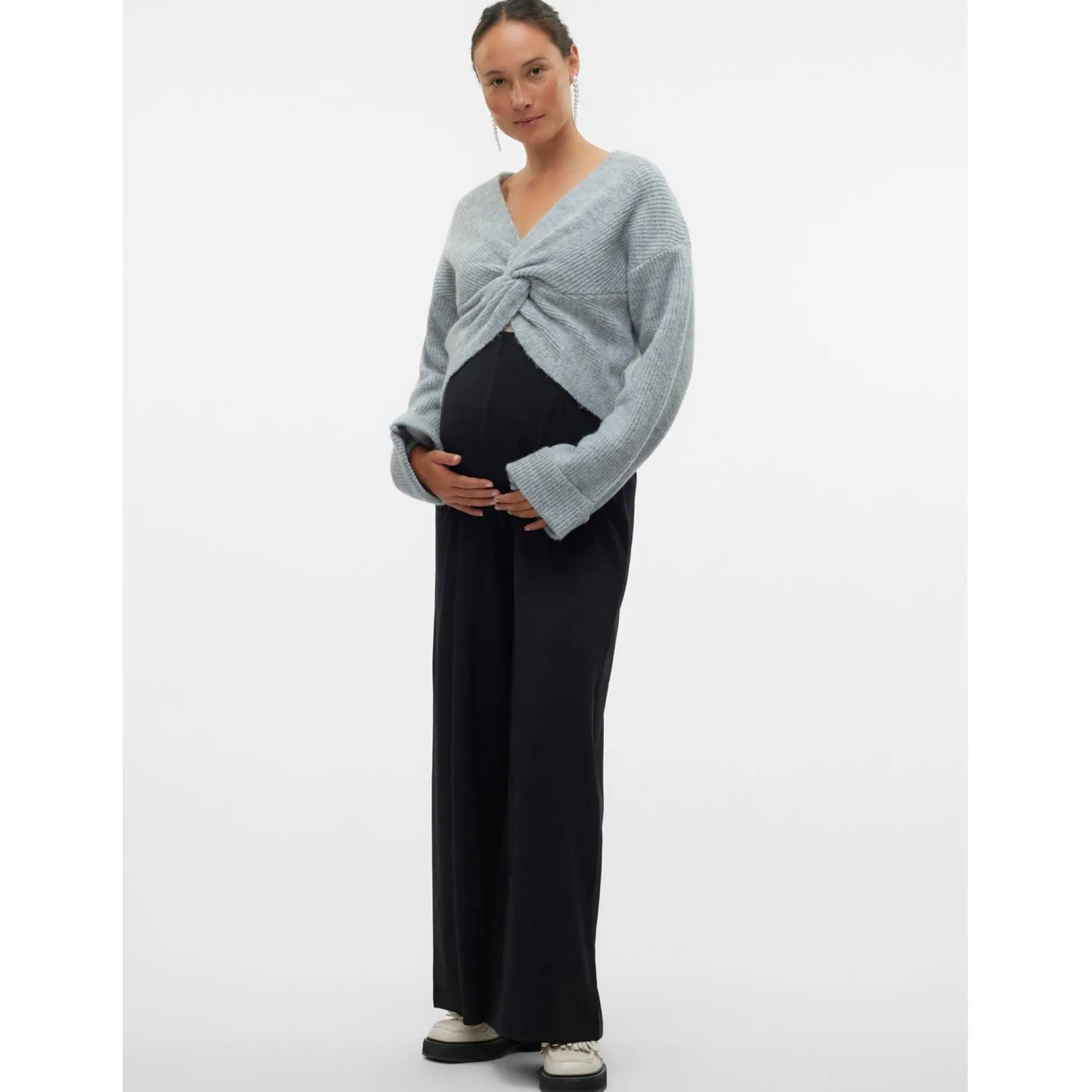 Mamalicious zwangerschapstrui lange mouwen effen grijs