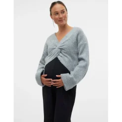 Mamalicious zwangerschapstrui lange mouwen effen grijs