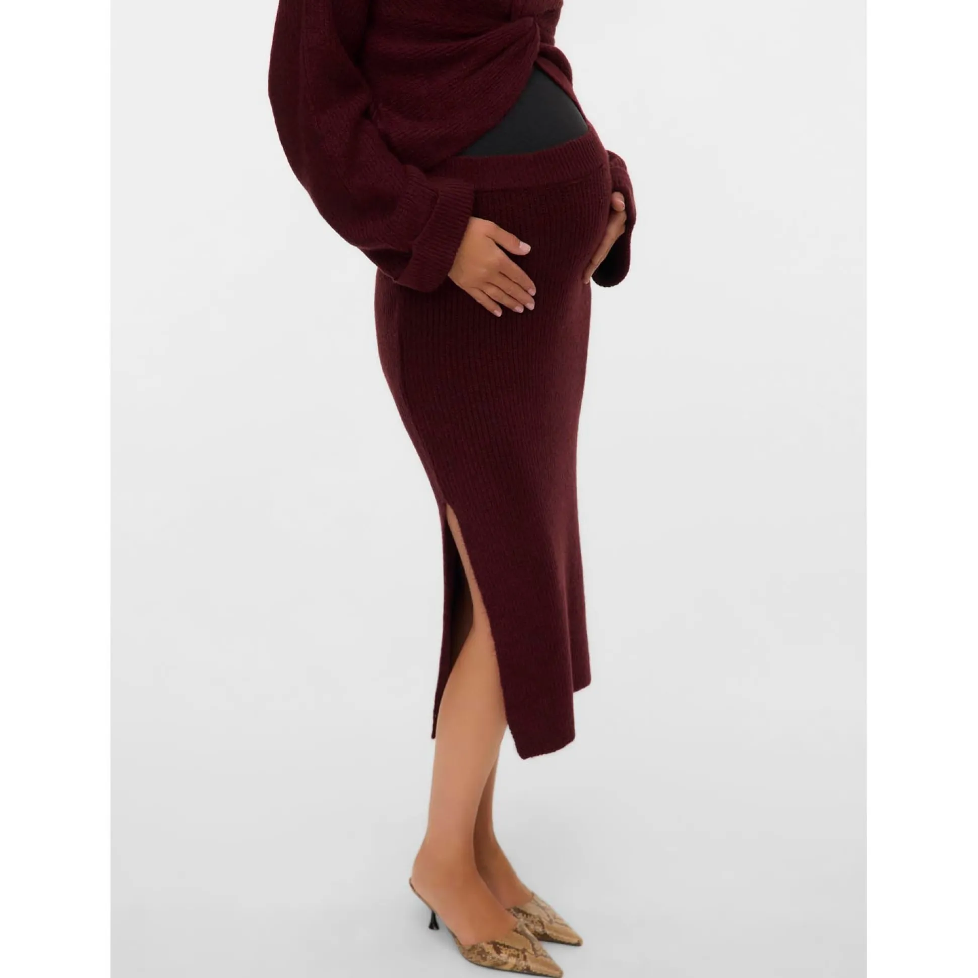 Mamalicious zwangerschapsrok knielengte effen rood