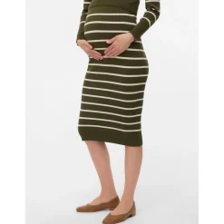 Mamalicious zwangerschapsrok knielengte strepen groen