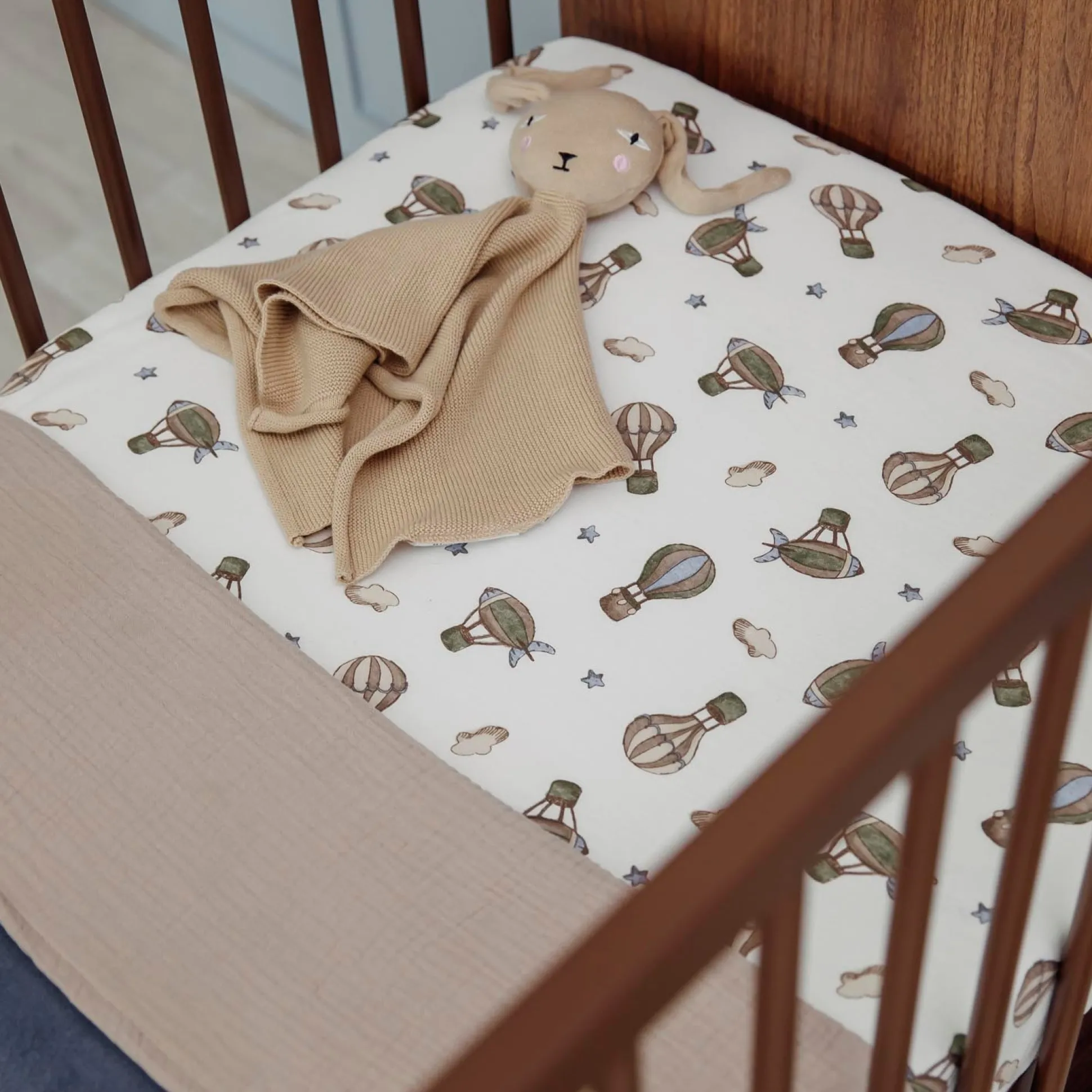 Meyco ledikanthoeslaken air balloons wit