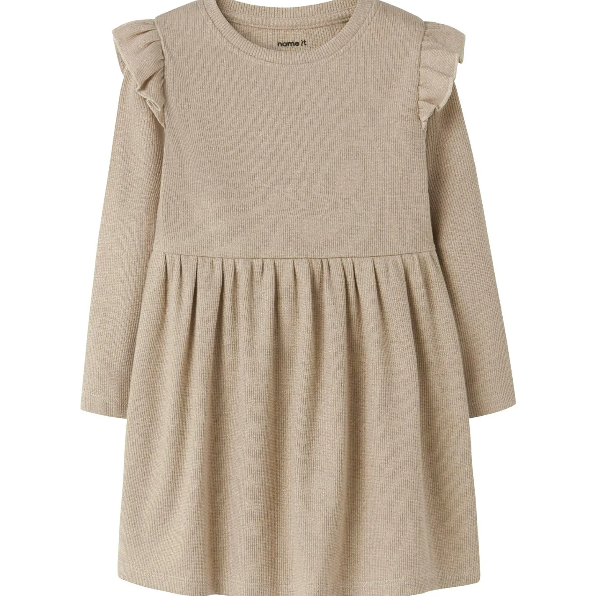 Name it peuter jurk lange mouwen effen goud