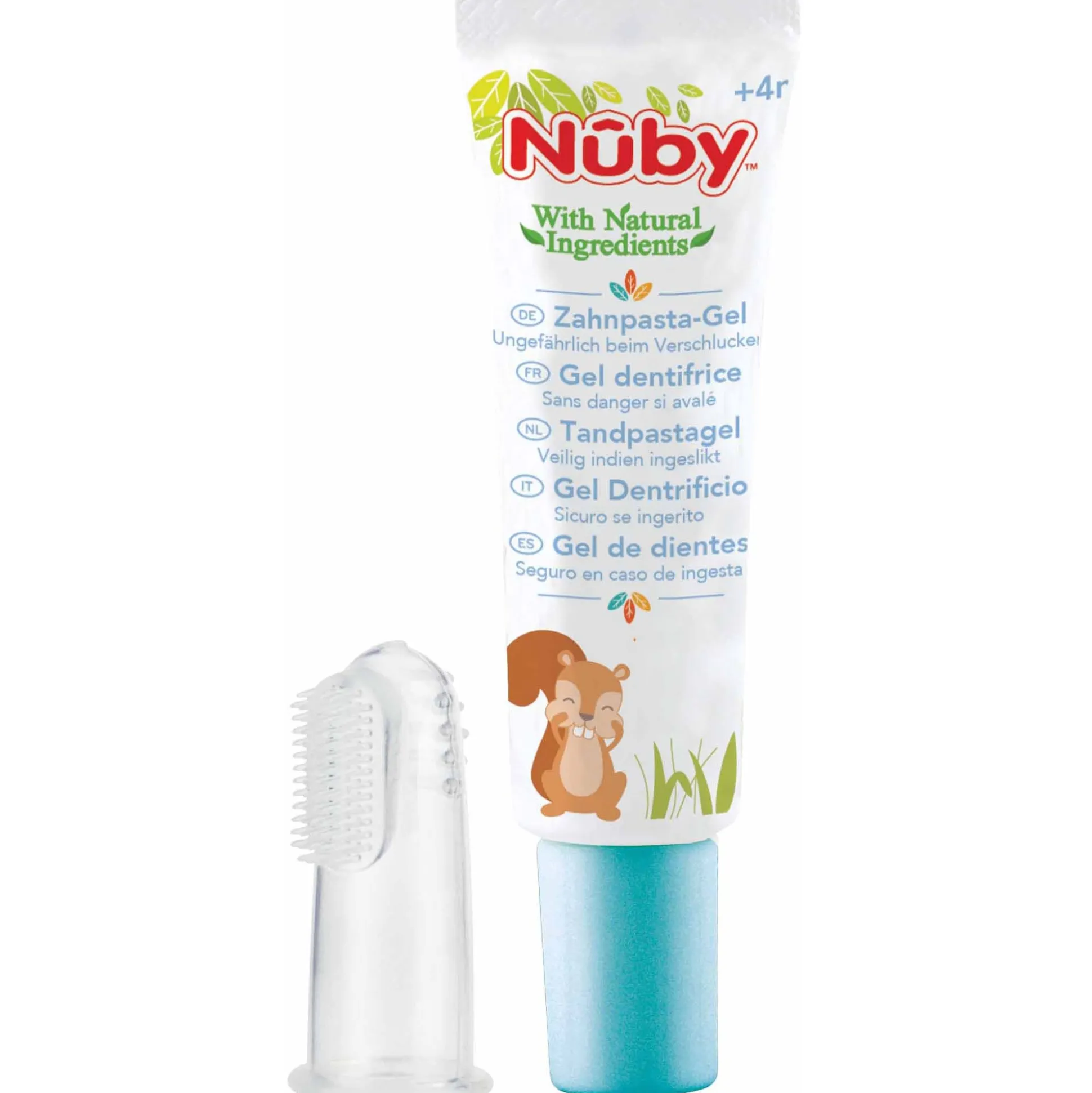 Nûby tandreinigingsgel 20gr + vingertandenborstel 4+ maanden