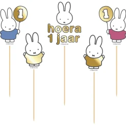 Nijntje hoera 1 jaar taart decoratie Multi