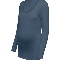 ONLY zwangerschaps T-shirt lange mouwen effen blauw