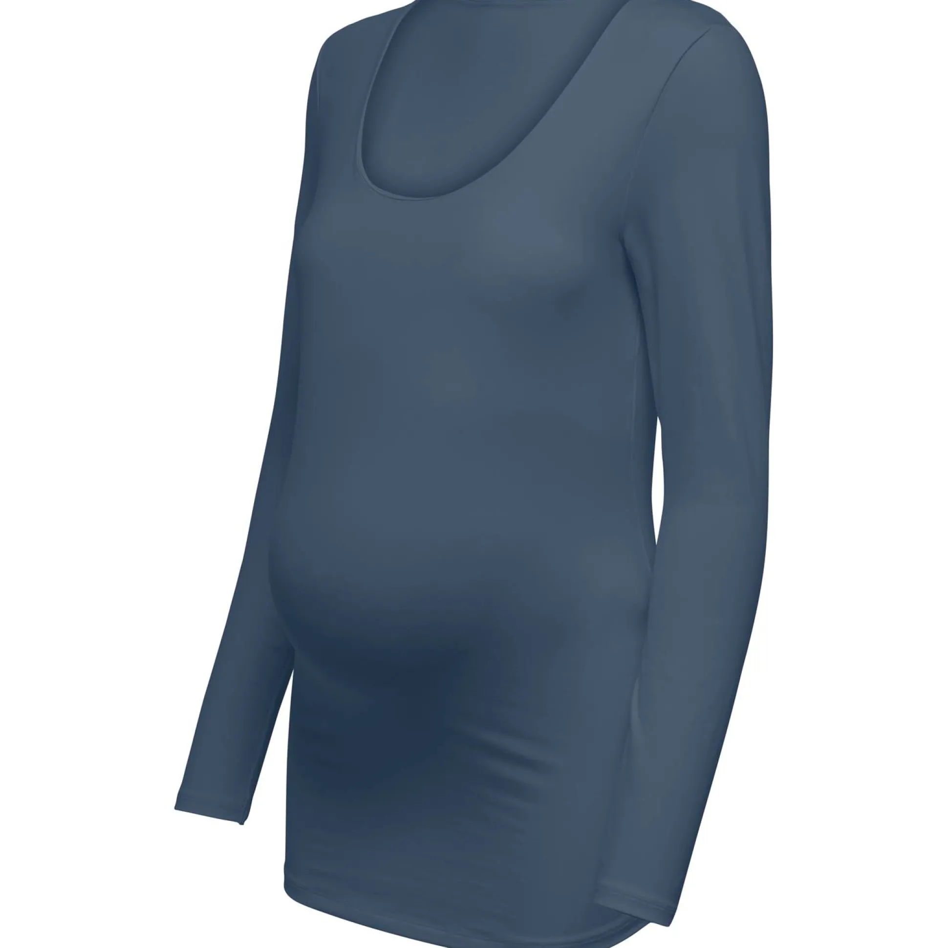 ONLY zwangerschaps T-shirt lange mouwen effen blauw