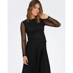 ONLY zwangerschaps T-shirt lange mouwen effen zwart