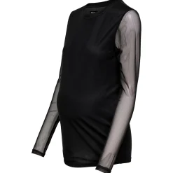 ONLY zwangerschaps T-shirt lange mouwen effen zwart