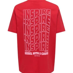 ONLY zwangerschaps T-shirt korte mouwen tekst rood