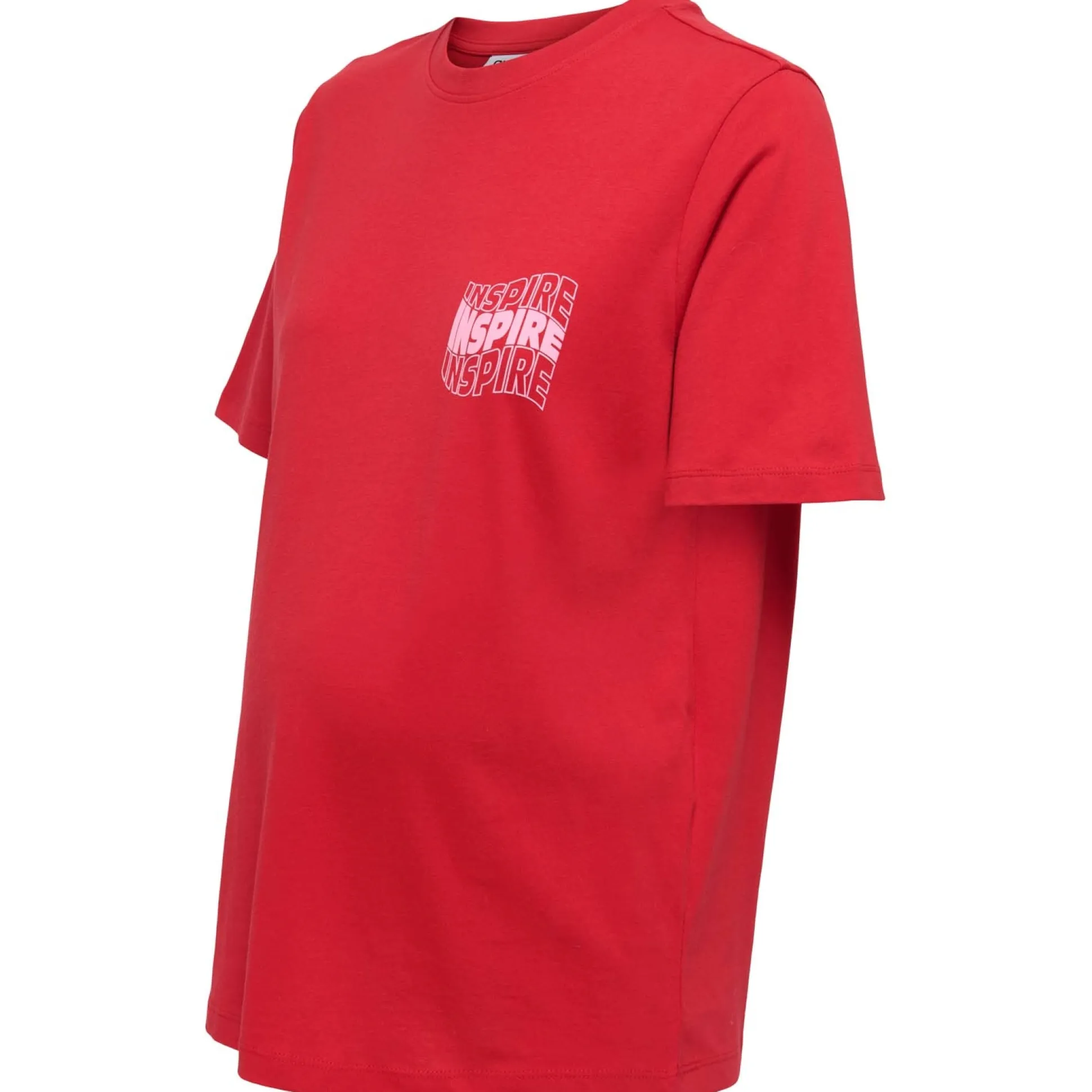 ONLY zwangerschaps T-shirt korte mouwen tekst rood