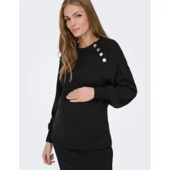 ONLY zwangerschapstrui lange mouwen effen zwart