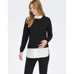 ONLY zwangerschapstrui lange mouwen effen zwart