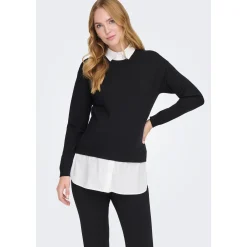 ONLY zwangerschapstrui lange mouwen effen zwart