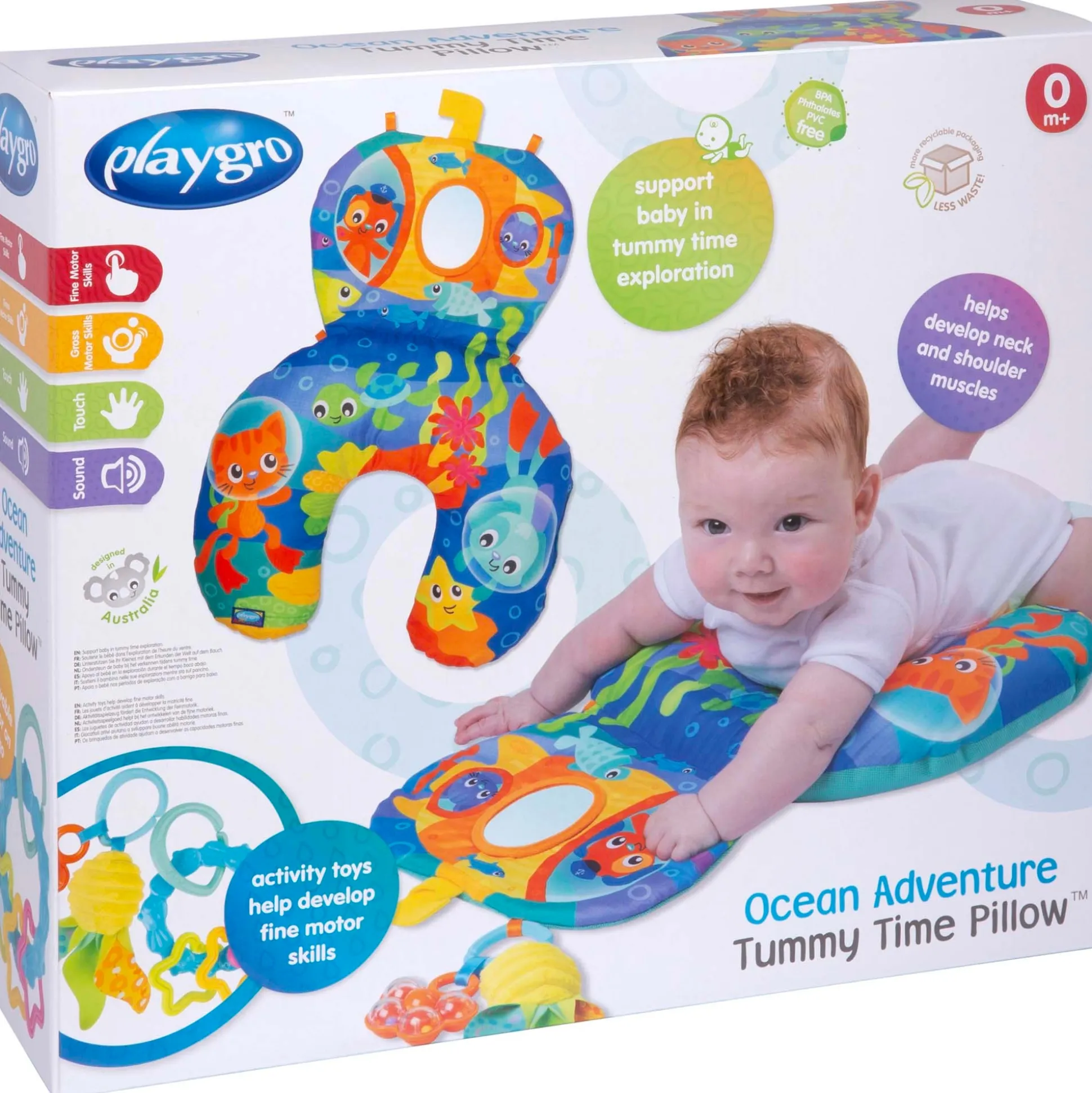 Playgro ocean tummy time activity pillow Multi