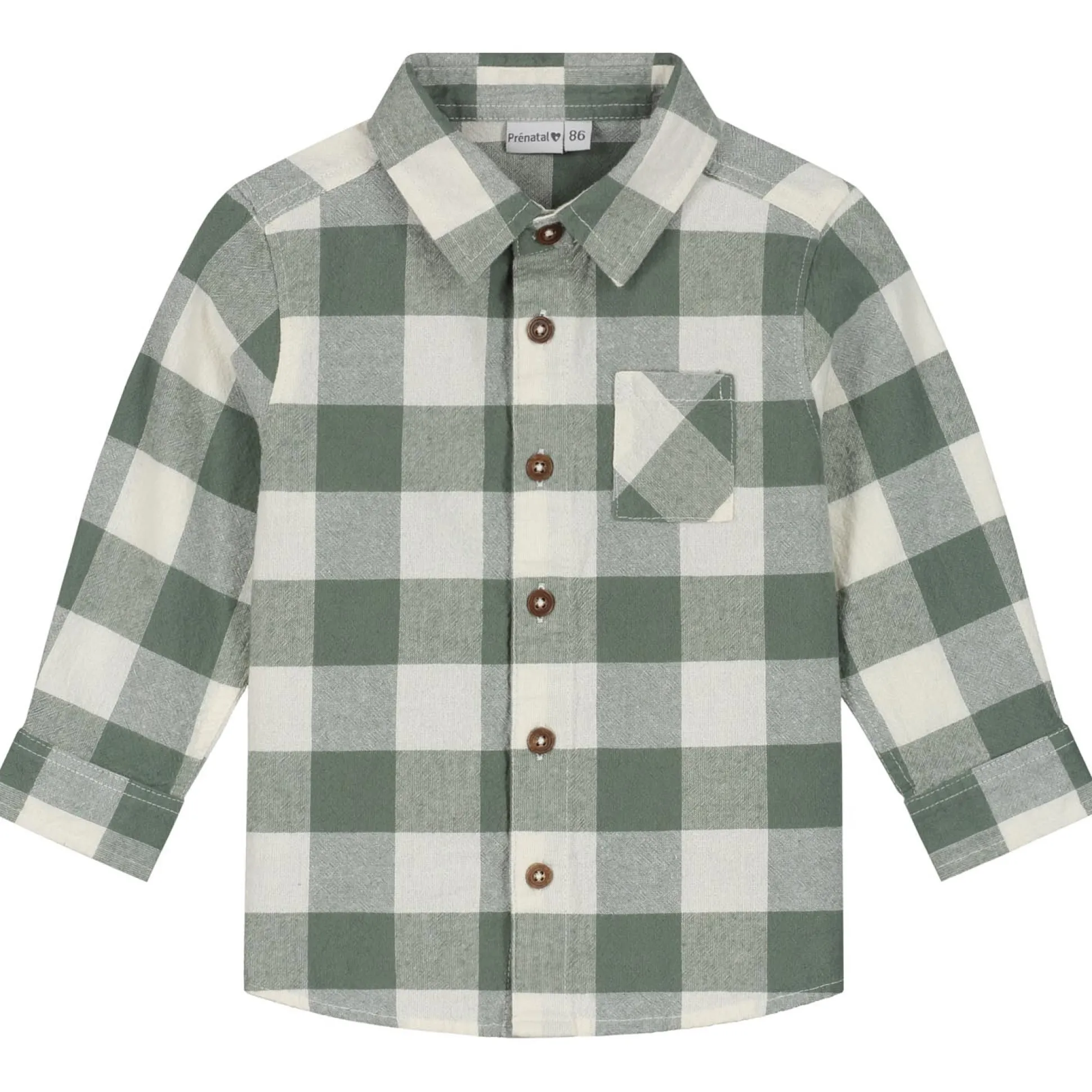 Prénatal baby blouse lange mouwen ruit groen