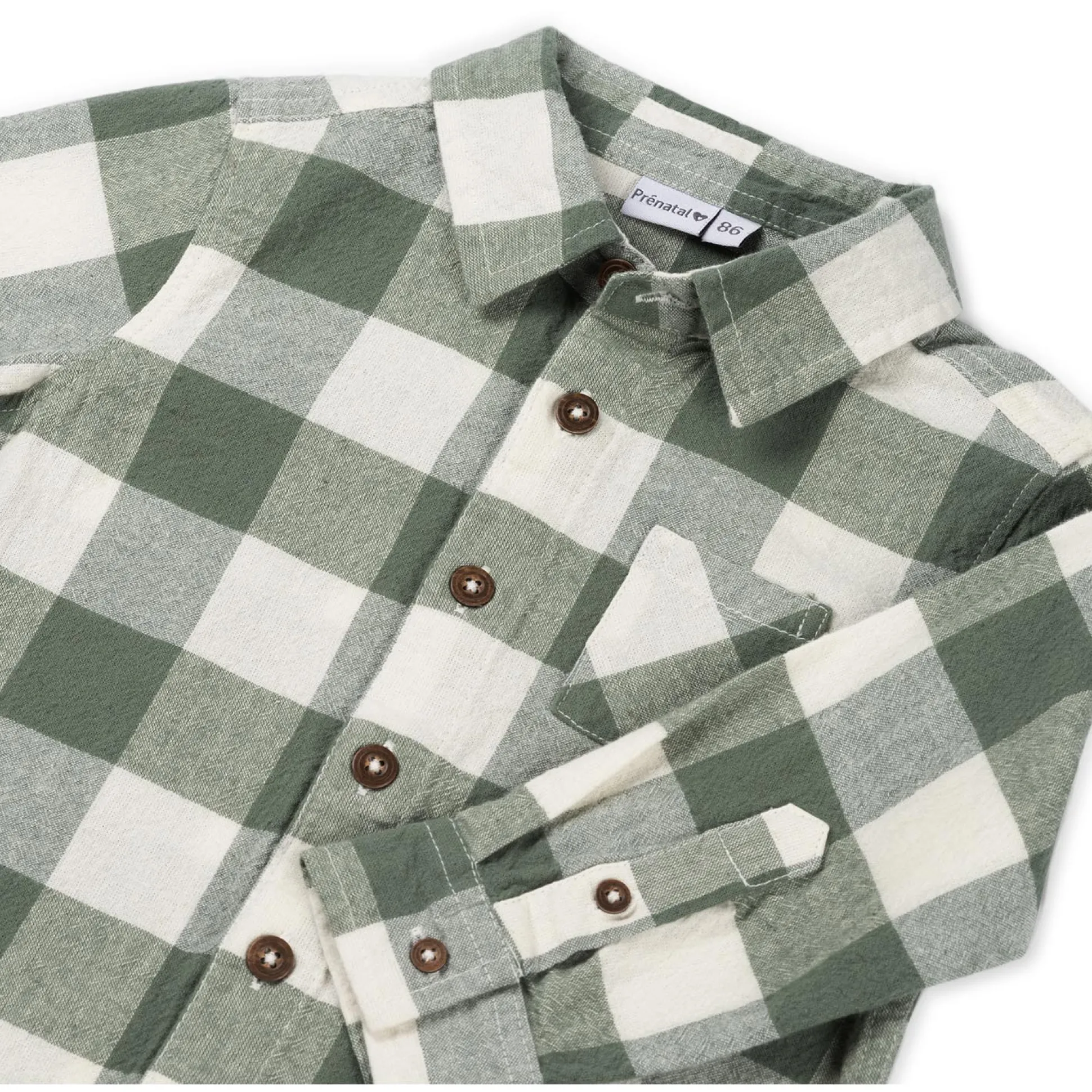 Prénatal baby blouse lange mouwen ruit groen