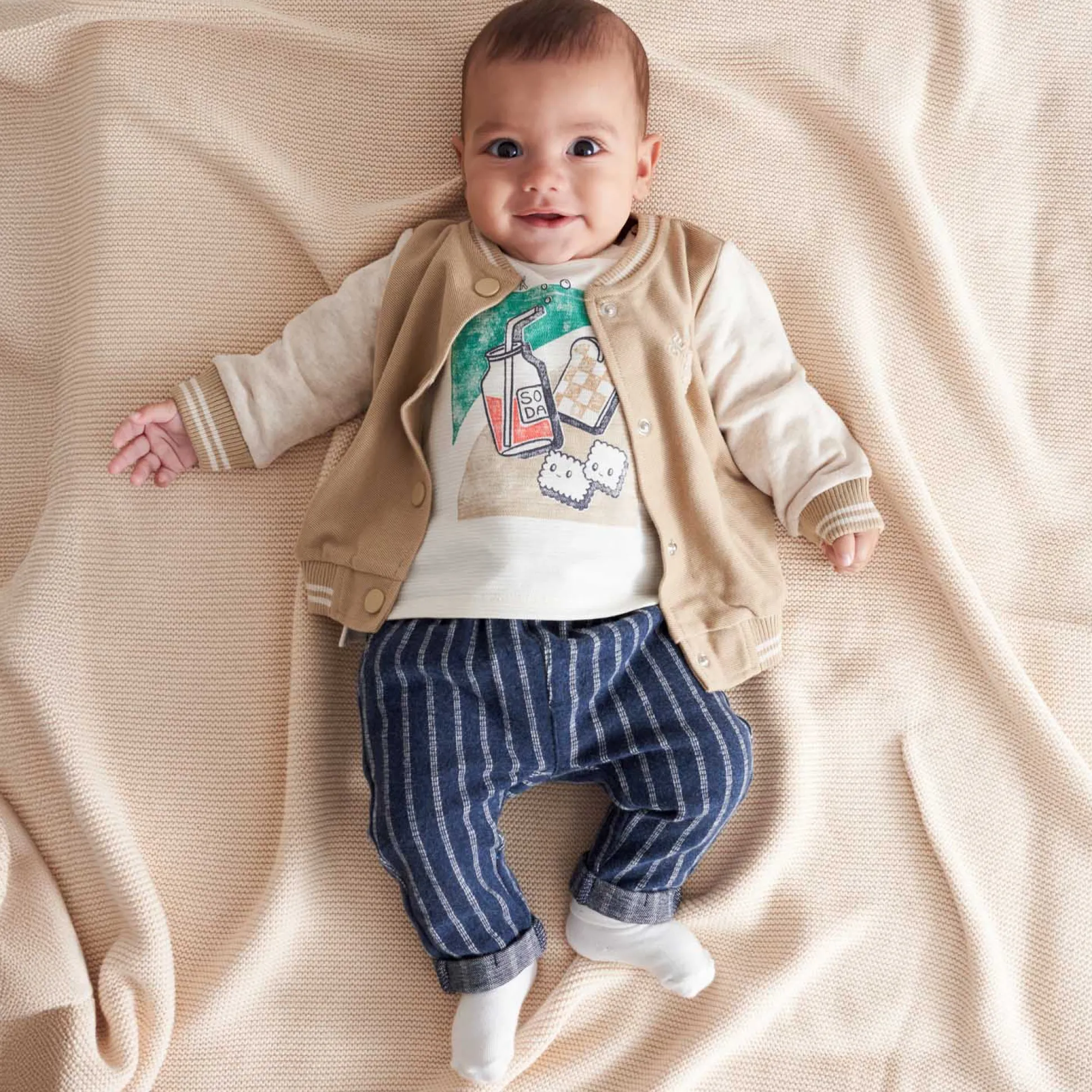 Prénatal baby broek strepen blauw